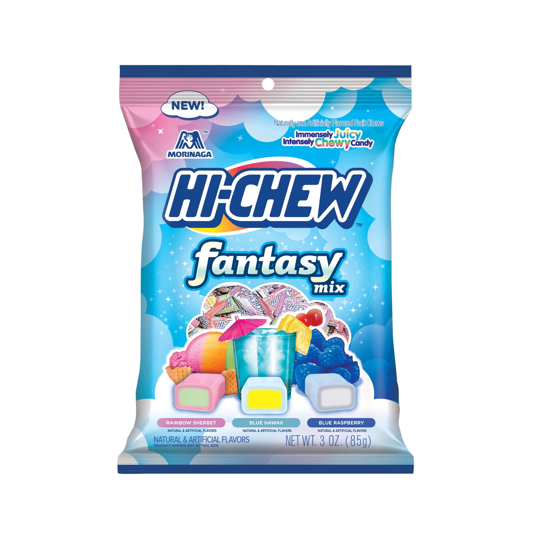 HI-CHEW Fantasy Mix rainbow sherbet flavor, ideal for sharing at gatherings.