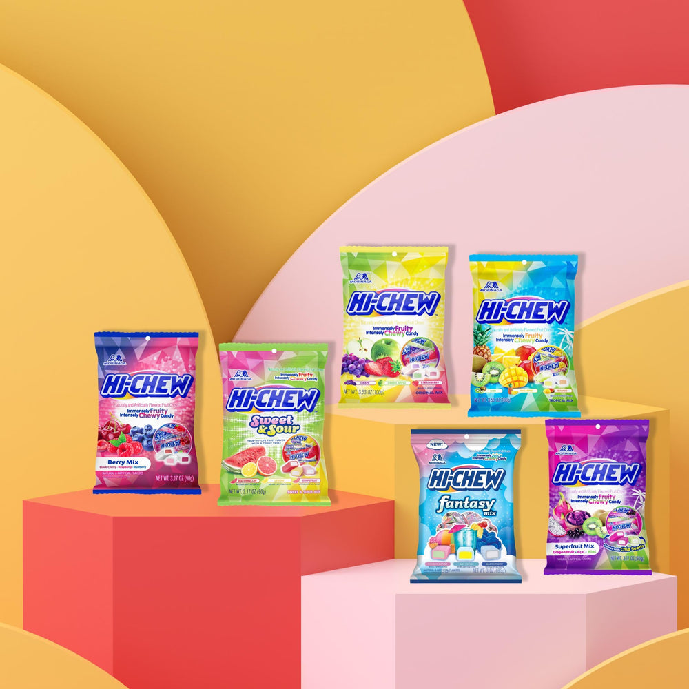 HI-CHEW gluten-free ingredients with authentic fruit flavors and no synthetic colors