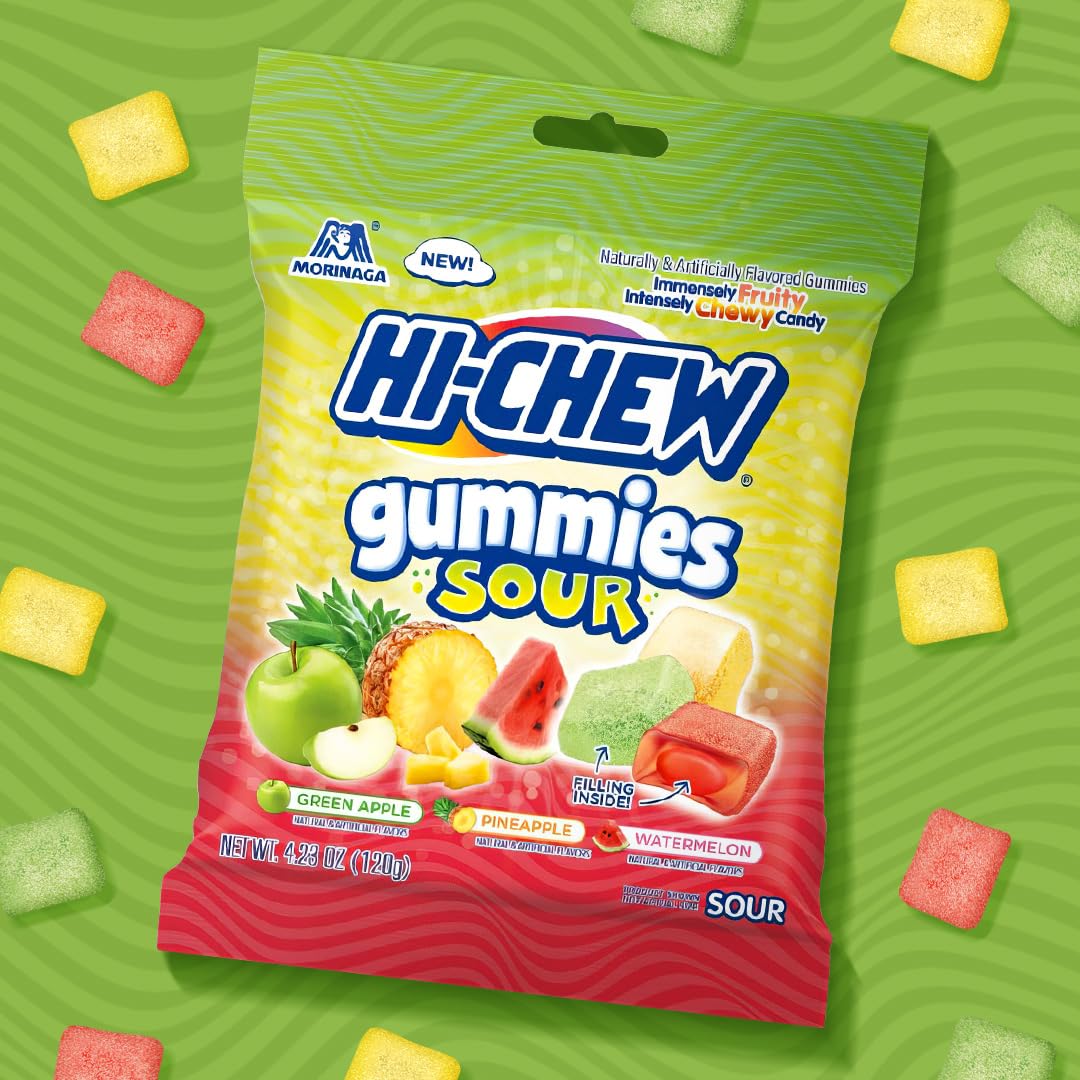 HI-CHEW on-the-go packaging shot, individually wrapped for convenient snacking.