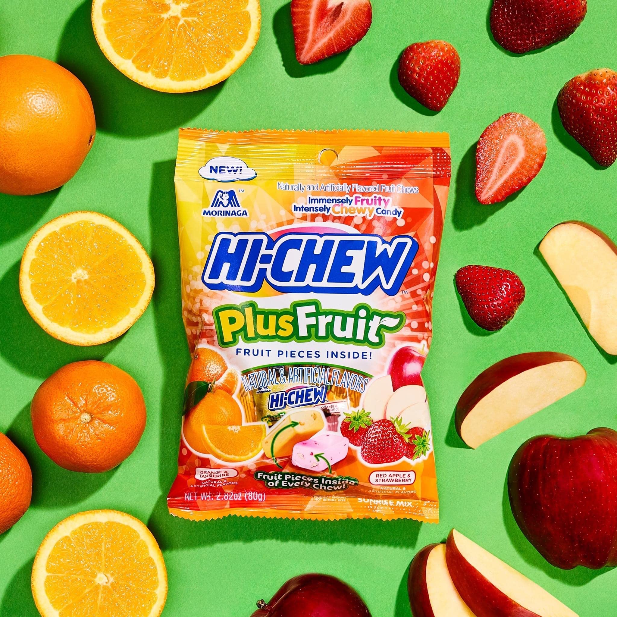 HI-CHEW Plus Fruit Mix lemon-grapefruit bright citrusy chews ready to share.
