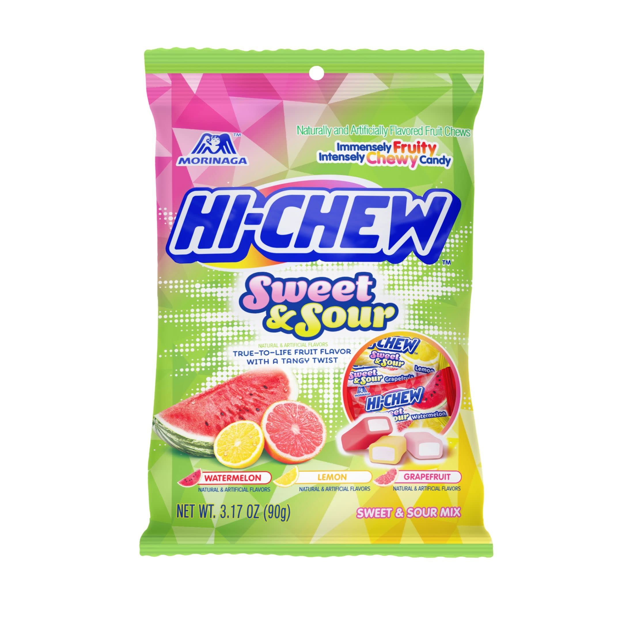HI-CHEW Sweet & Sour Mix packaging on display, ideal for sharing.