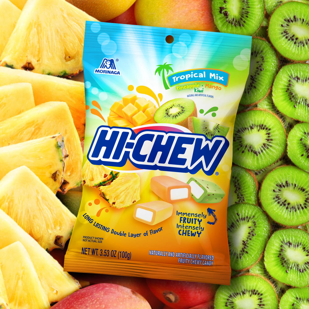HI-CHEW Tropical Mix double-layer design boosts flavor intensity.