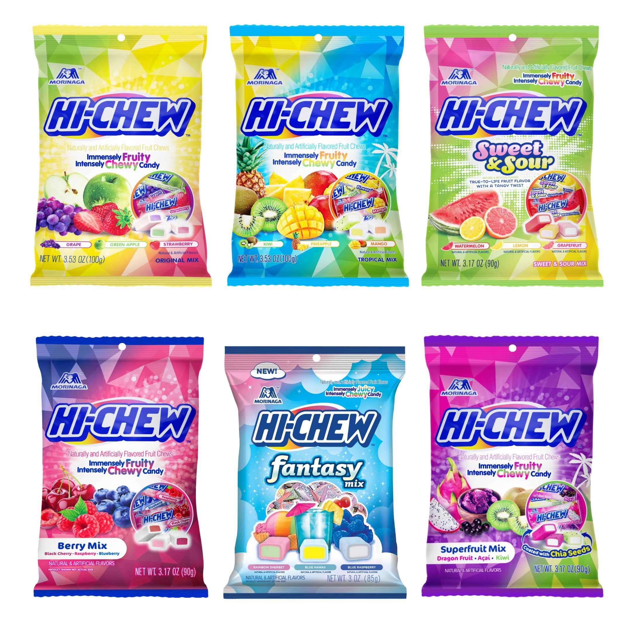 HI-CHEW variety mix in 6 bags for sharing and tasting a wide fruity lineup
