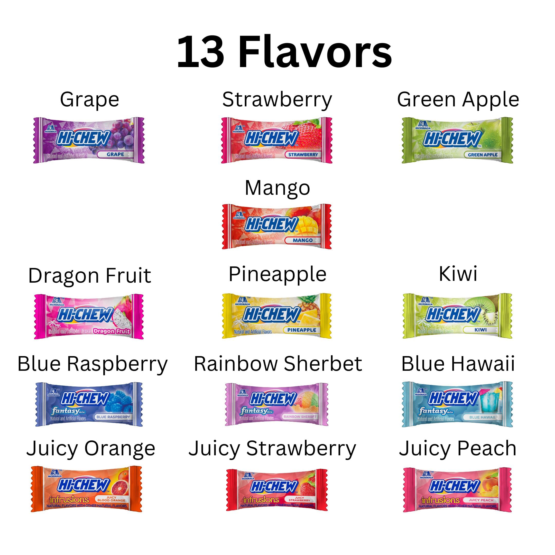 HI-CHEW Variety Mix chewy texture closeup highlights satisfying bite.
