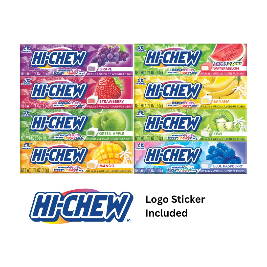 Eight-flavor HI-CHEW assortment featuring grape, strawberry, and more.