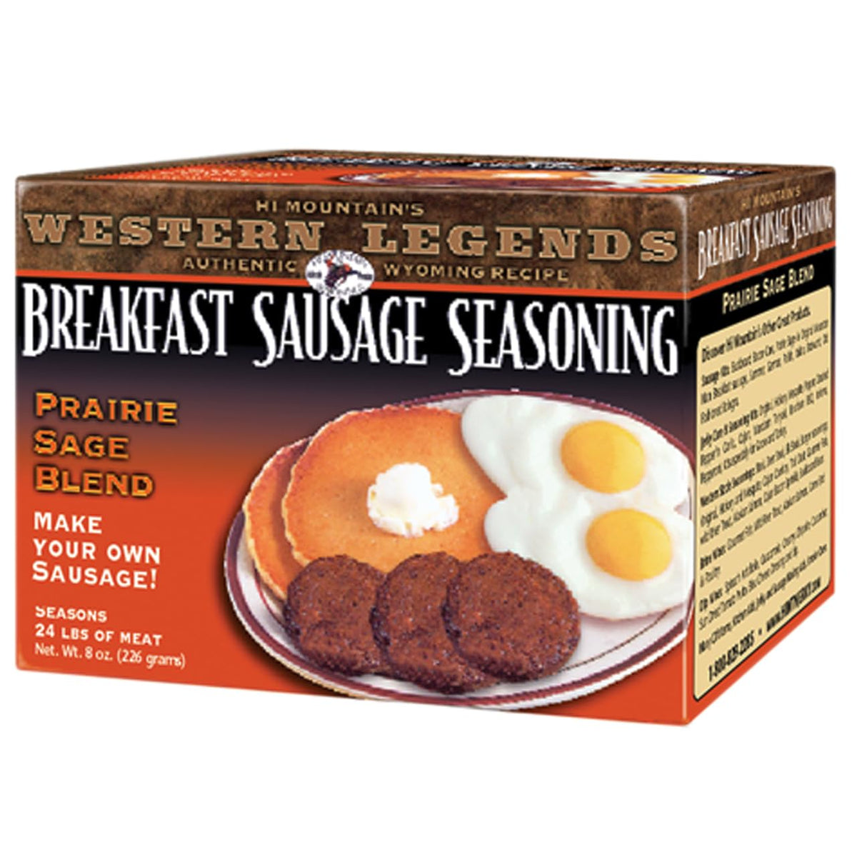 Hi Mountain Breakfast Sausage Seasoning package highlights sage flavors for breakfast favorites.