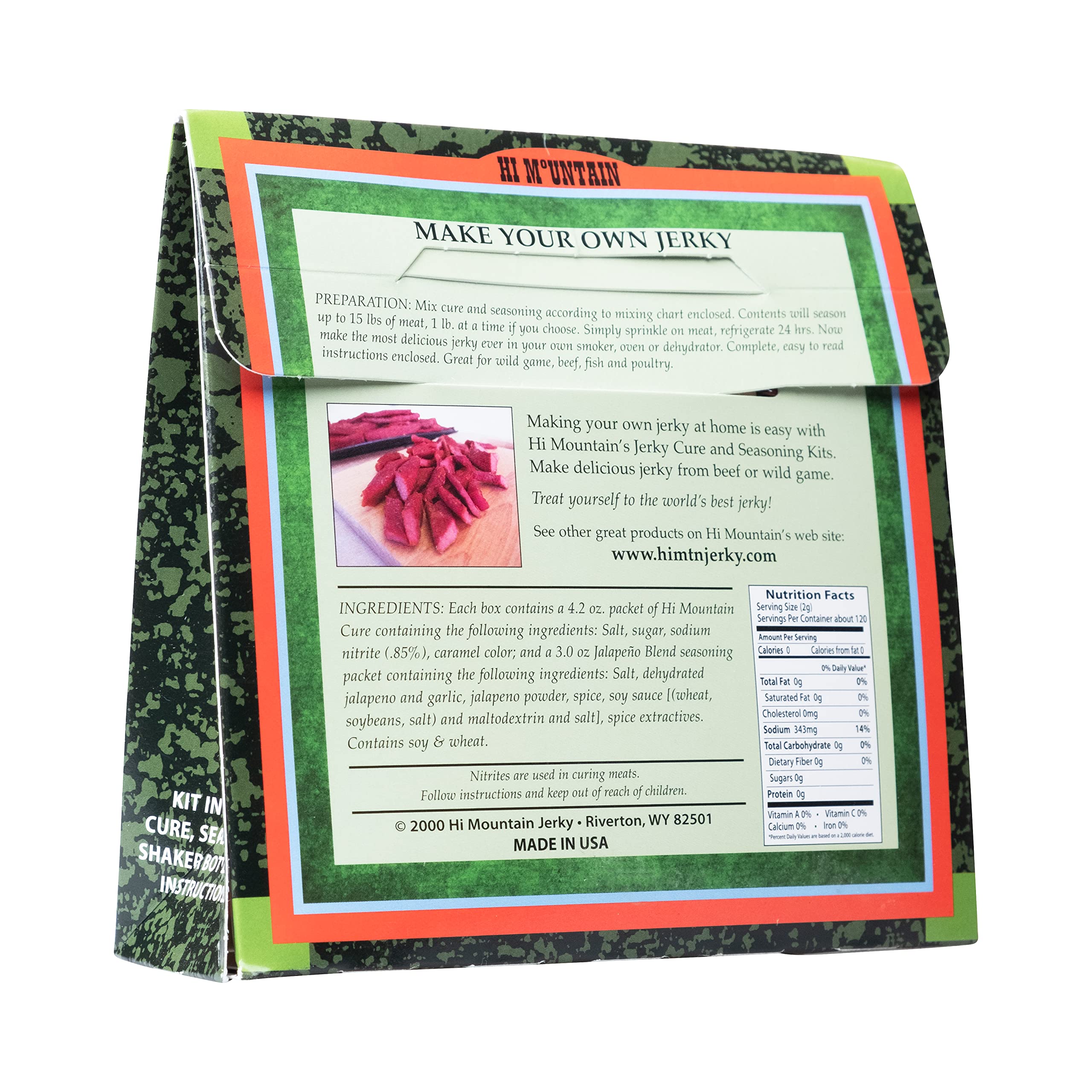 Hi Mountain Jalapeño Blend Jerky Kit seasoning packet for beef and wild game flavor.