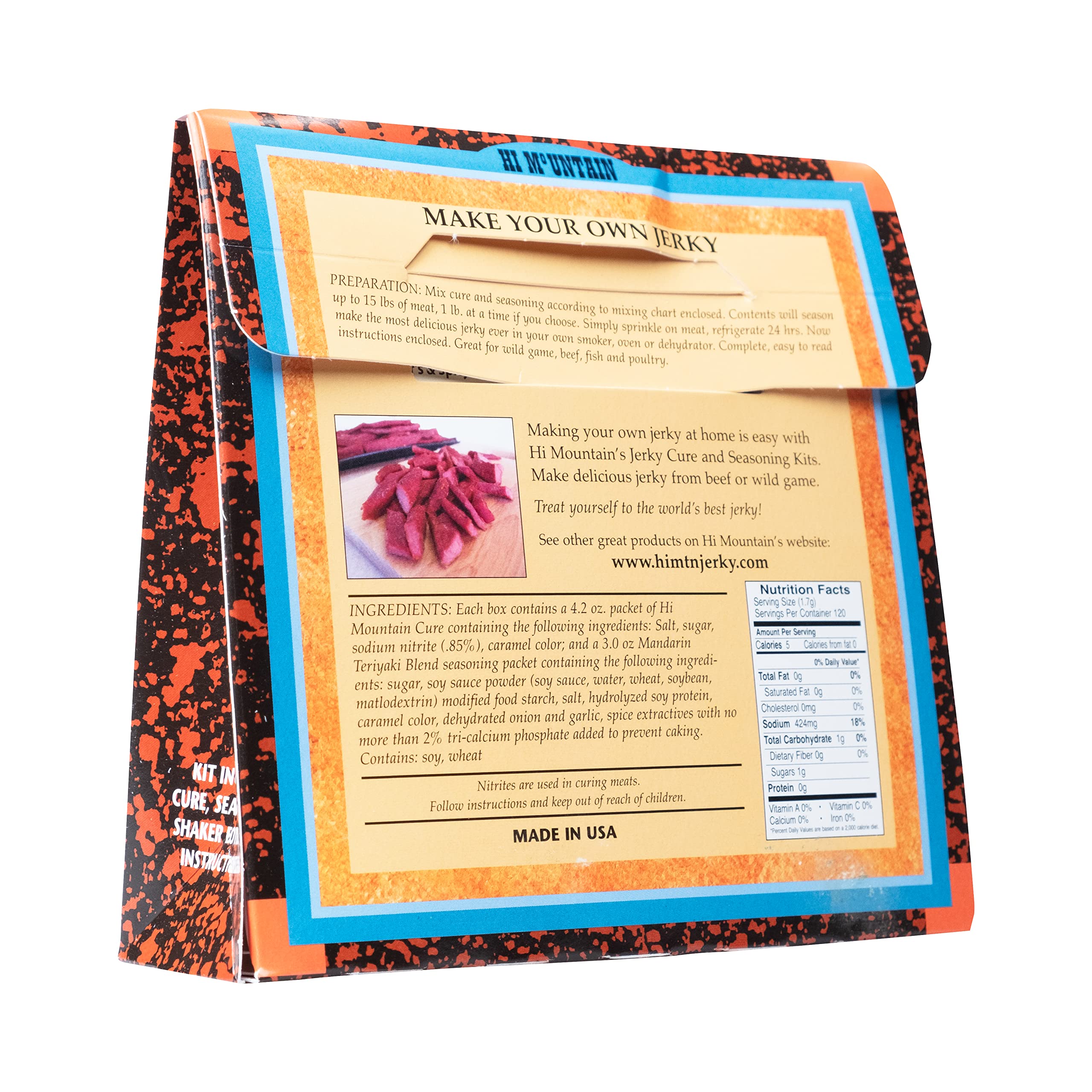 Hi Mountain Jerky Cure packet close-up showing curing option for texture.
