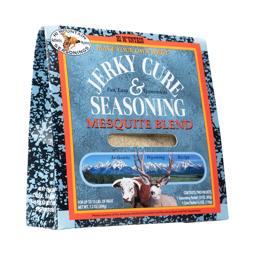 Hi Mountain Mesquite Jerky Seasoning Pack ready for rich, smoky flavor enhancement