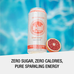 Hiball Blood Orange can side view with sleek, portable energy for busy days