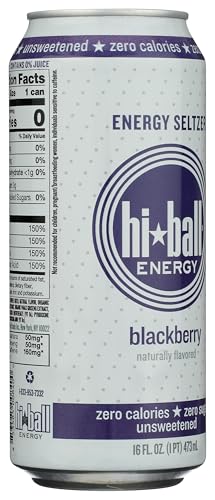Hiball Energy Blackberry can close-up shows sleek design and refreshing fizz.