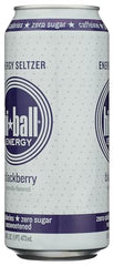 Hiball Energy Blackberry label close-up highlights clean ingredients and branding.