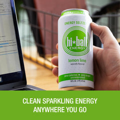 Hiball Energy Lemon Lime being poured into a glass for a refreshing sip