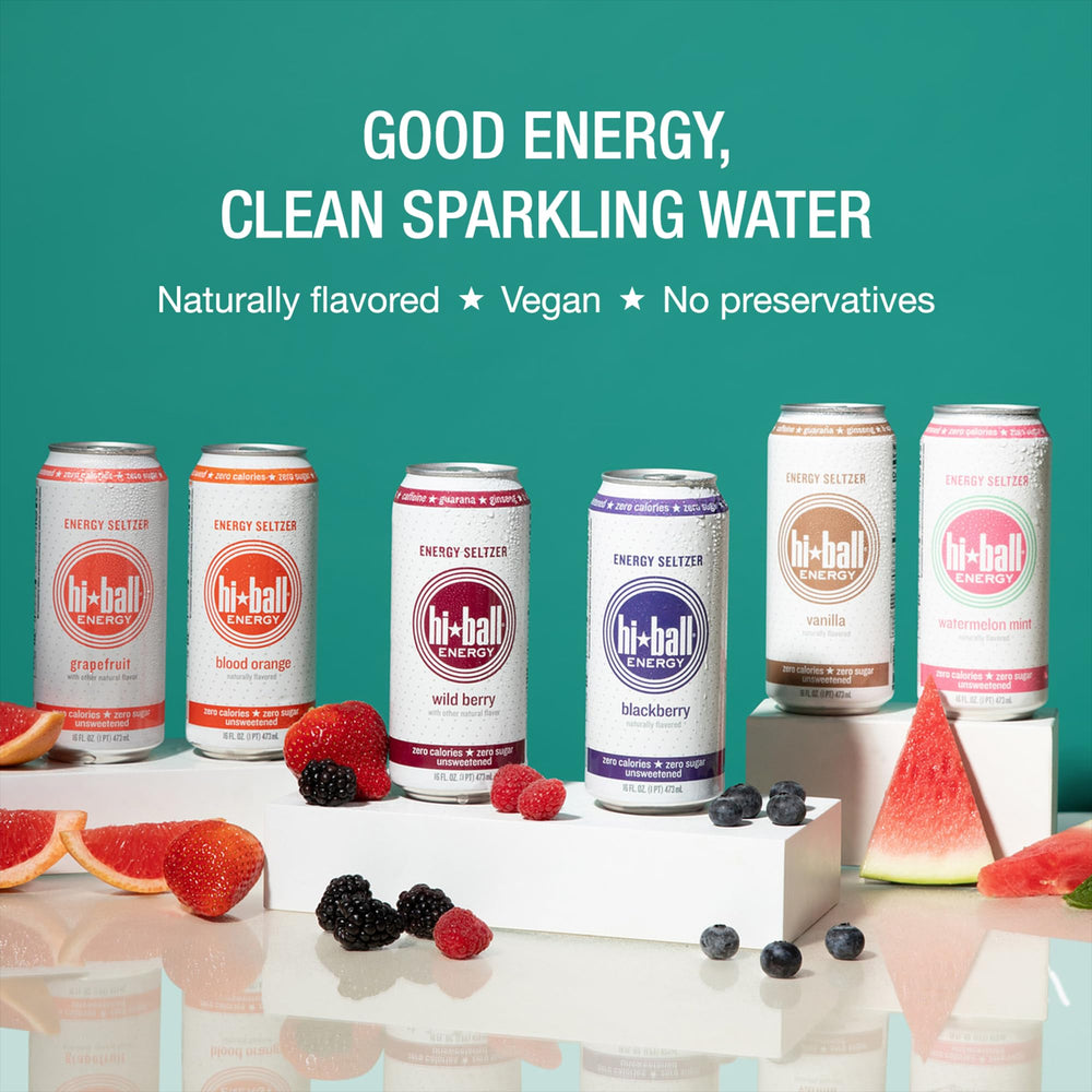 Hiball Clean Energy Lemon Lime sparkling in a glass after a sip