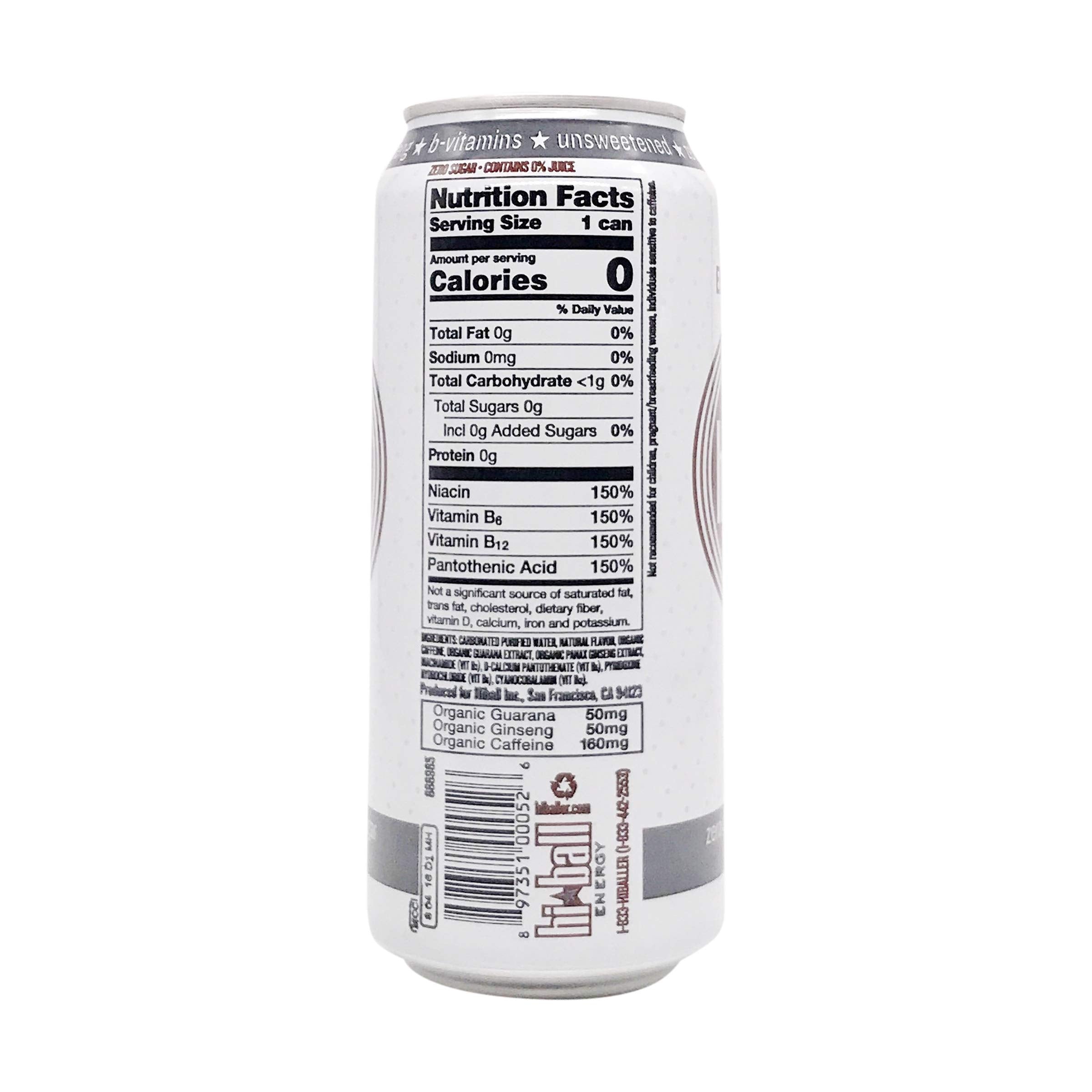 Hiball Energy Water Vanilla bottle highlighting zero calories and refreshing taste
