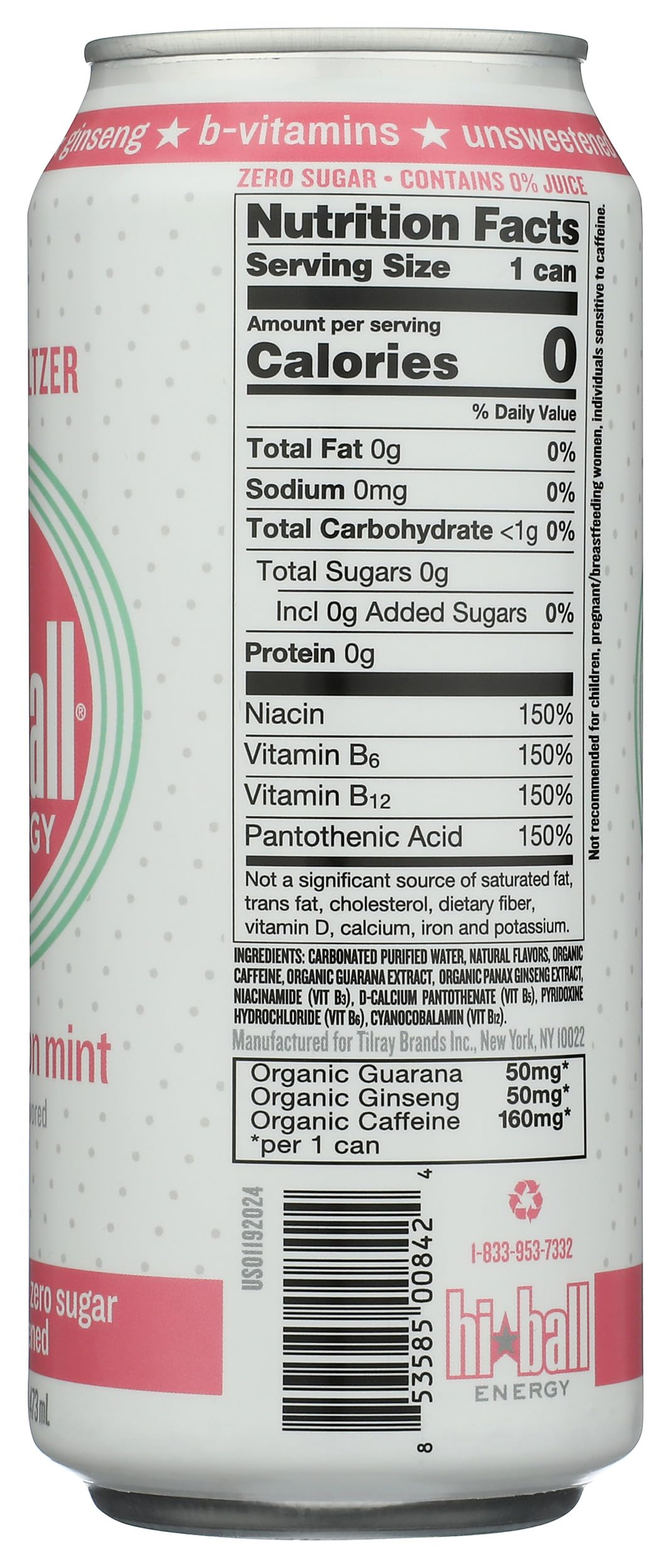 Hiball Energy Watermelon Mint can, sparkling energy water in a portable can