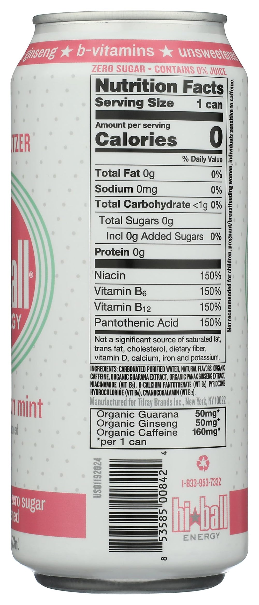 Hiball Energy Watermelon Mint can, sparkling energy water in a portable can