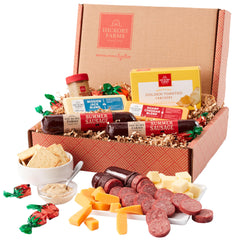 Hickory Farms Belgian Ale Mustard included for pairing with cheeses and meats.
