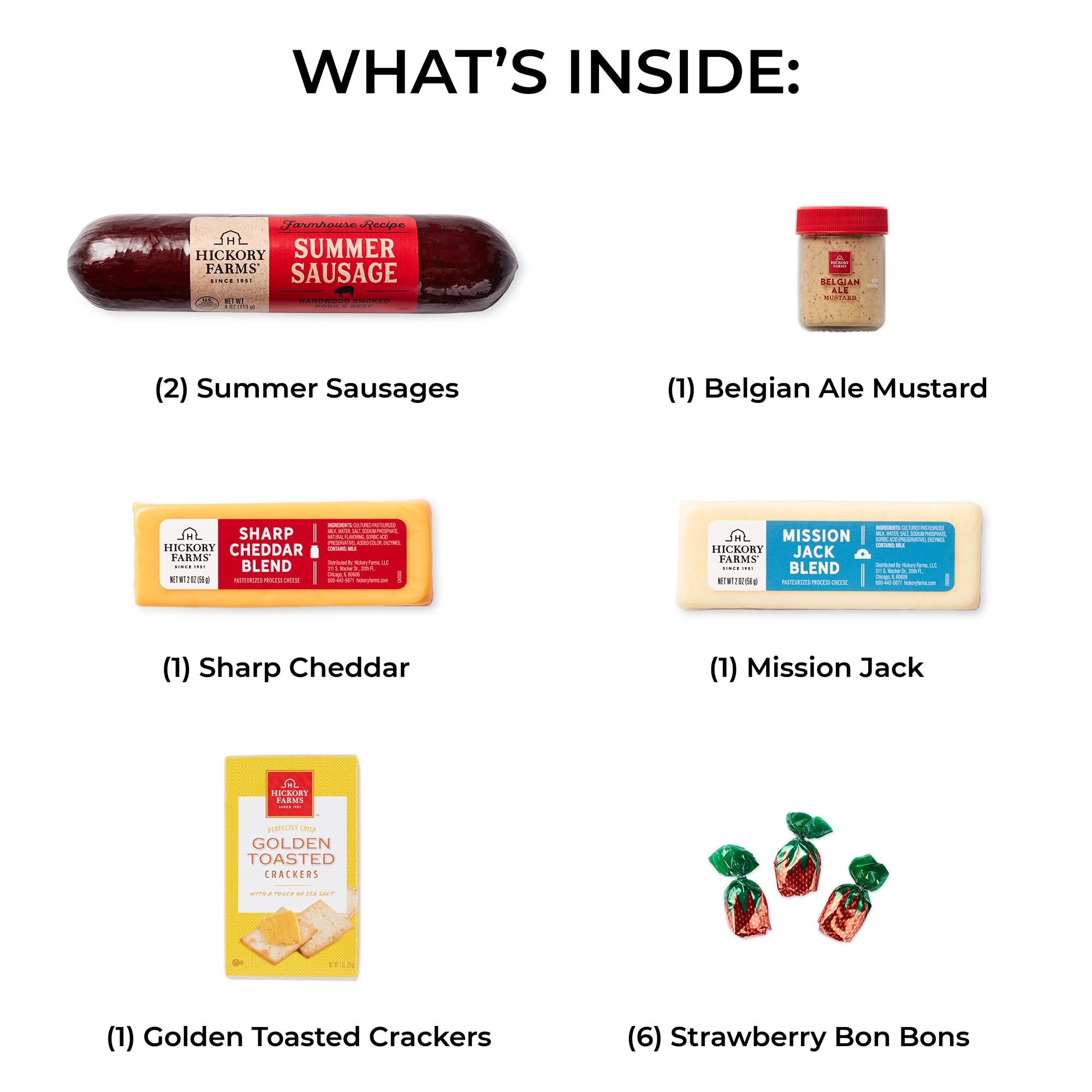 Hickory Farms Golden Toasted Crackers provide a crisp base for bites.
