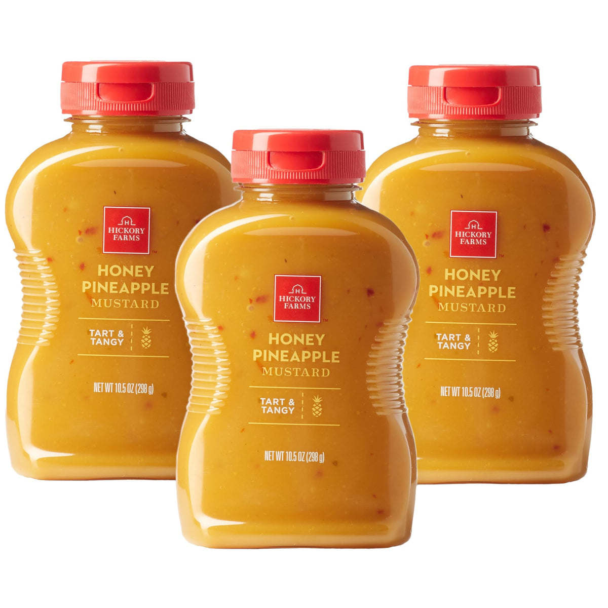 Hickory Farms Honey Pineapple Mustard jar on board ready for tasting and pairing