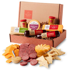 Hickory Farms Sharp Cheddar Blend wedges on a platter, great for crowd gatherings.
