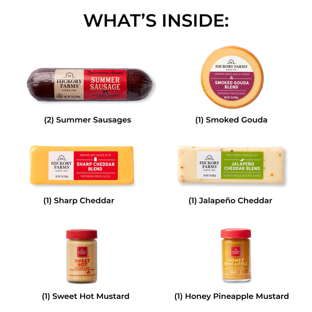 Hickory Farms Smoked Gouda Blend slices on a board, smooth, smoky flavor for entertaining.