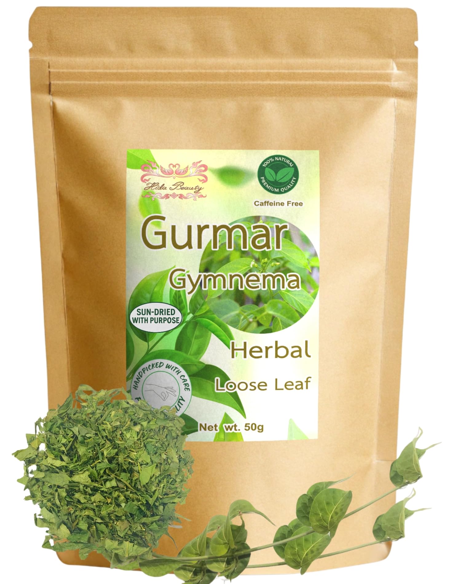 Hida Beauty Gurmar dried leaves close-up for natural herbal tea