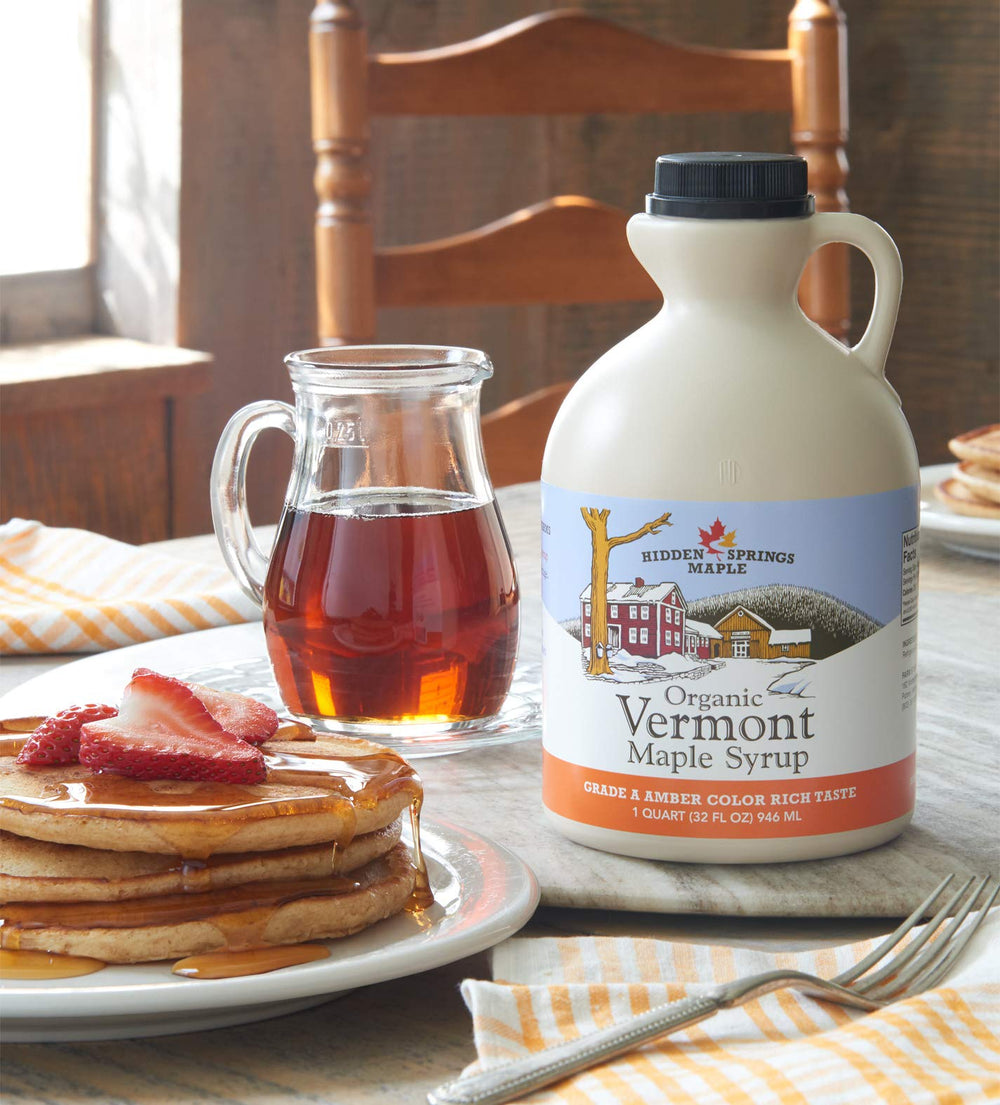 Hidden Springs Maple Organic Farms label highlighting Vermont origin