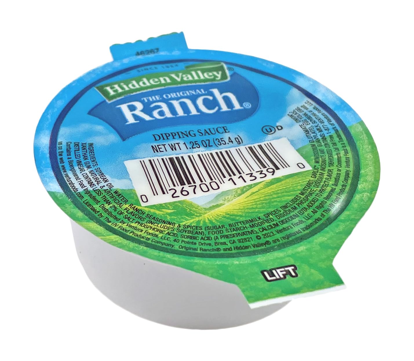 Hidden Valley Ranch dipping cups beside fresh vegetables for dipping.