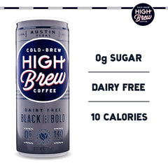 High Brew Black & Bold cold brew can close-up highlights caffeinated energy for busy mornings.