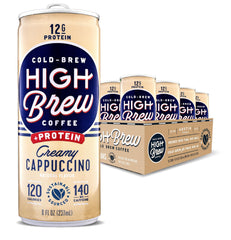 High Brew Cold Brew Protein can showcases bold flavor with 12g protein per serving.