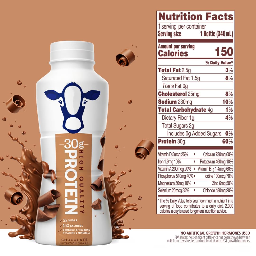 High Protein Nutrition Shake chocolate bottle pour for indulgent post-workout option