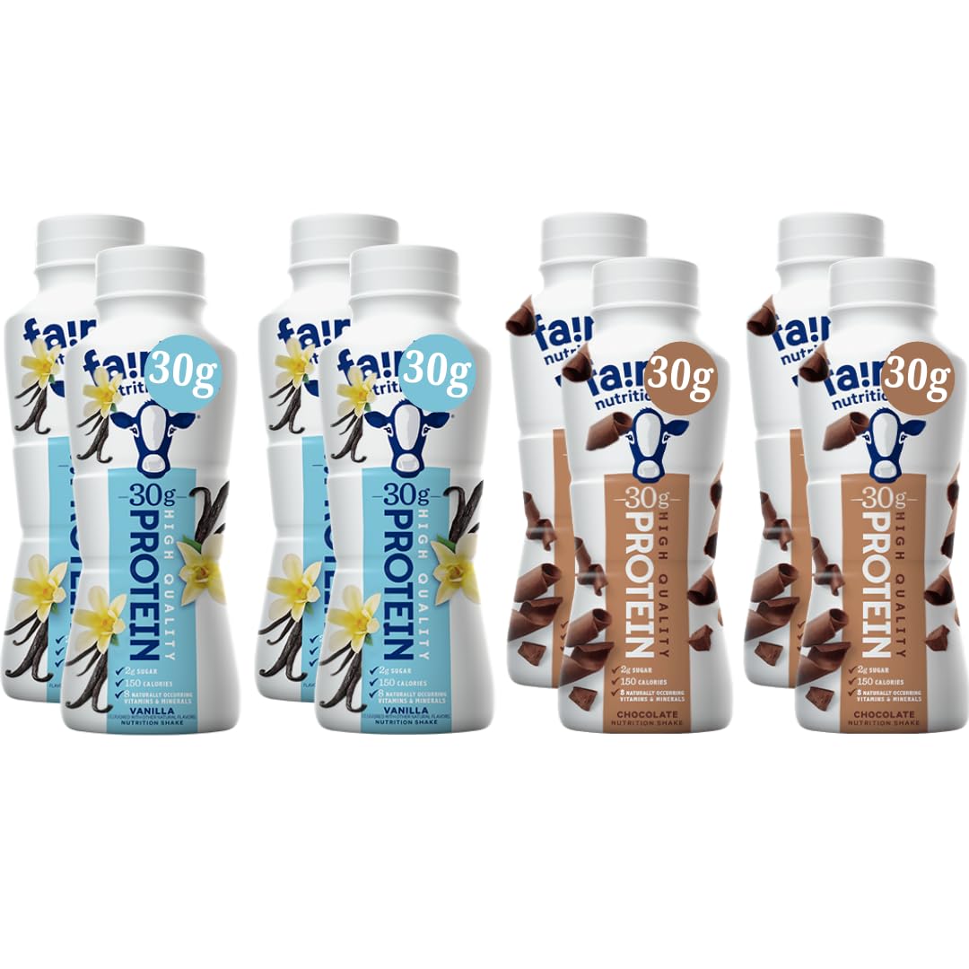 High Protein Nutrition Shakes bottle with Milk Chocolate and Vanilla flavors for on-the-go protein