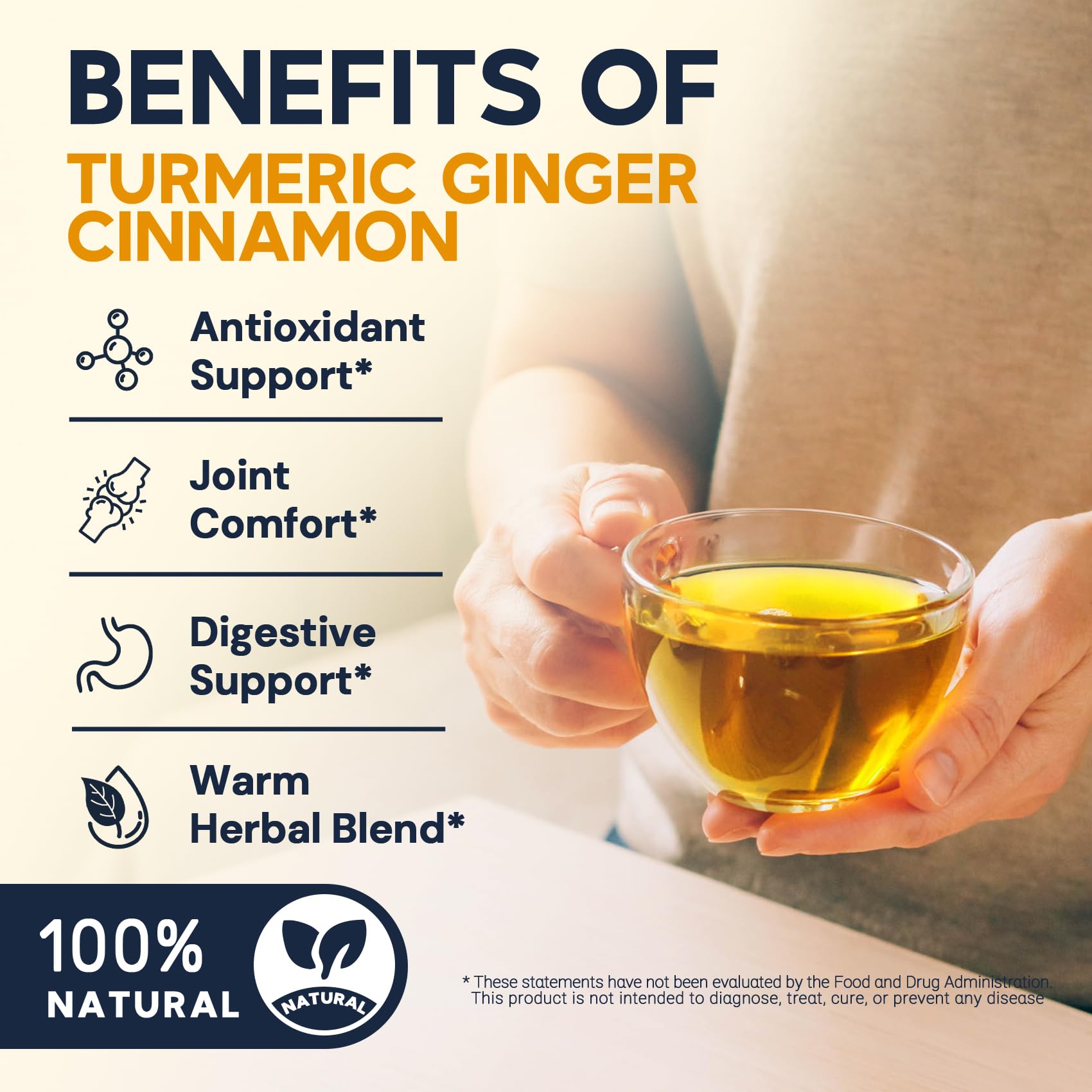 HIIHONE close-up of turmeric-ginger-cinnamon blend with warm aroma.