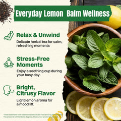 Steam rising from a cup of Hiihone lemon balm tea for relaxation