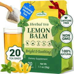 Hiihone lemon balm tea bag in hot water showing calming ritual
