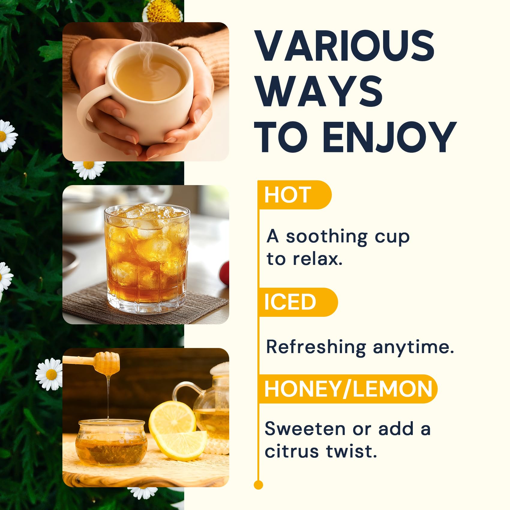 HIIHONE packaging highlights sugar-free and caffeine-free notes for daily sipping.