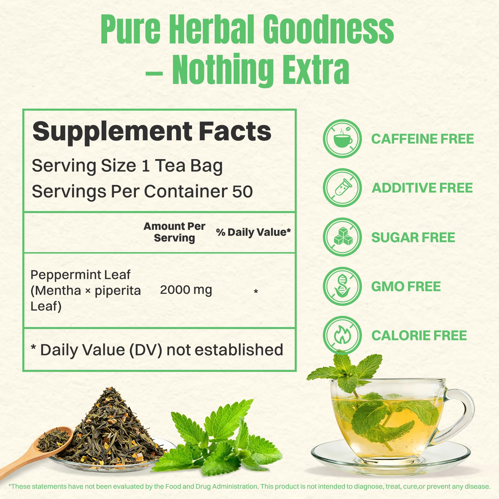 Hiihone peppermint tea hot brew with steaming cup and crisp mint notes.