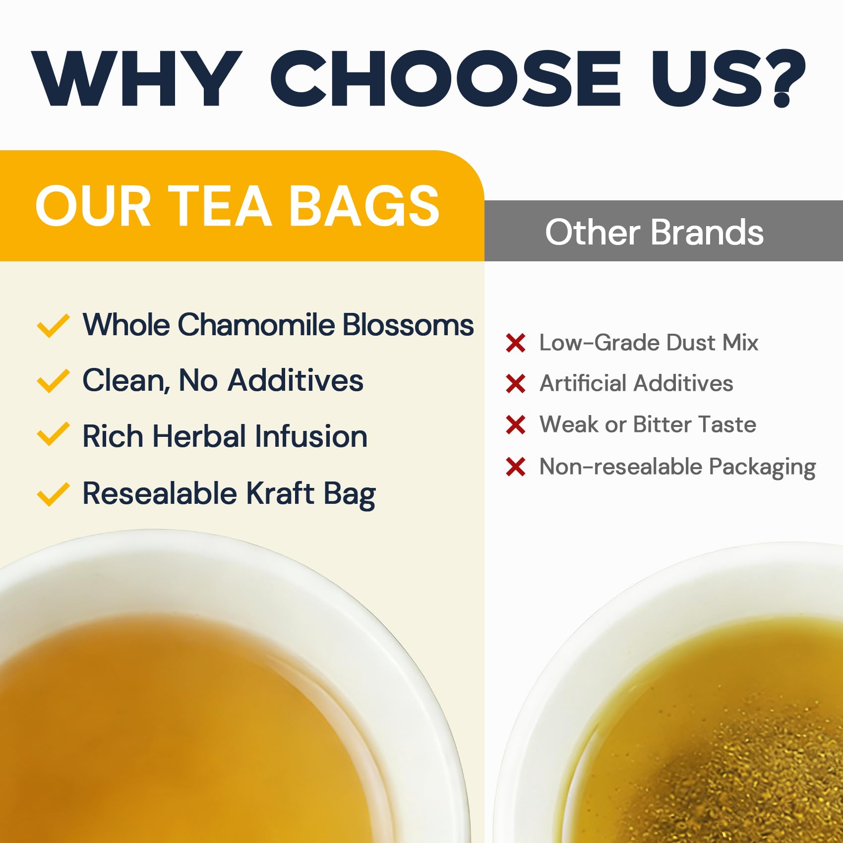 HIIHONE tea bag detail highlighting glue-free materials for safety.