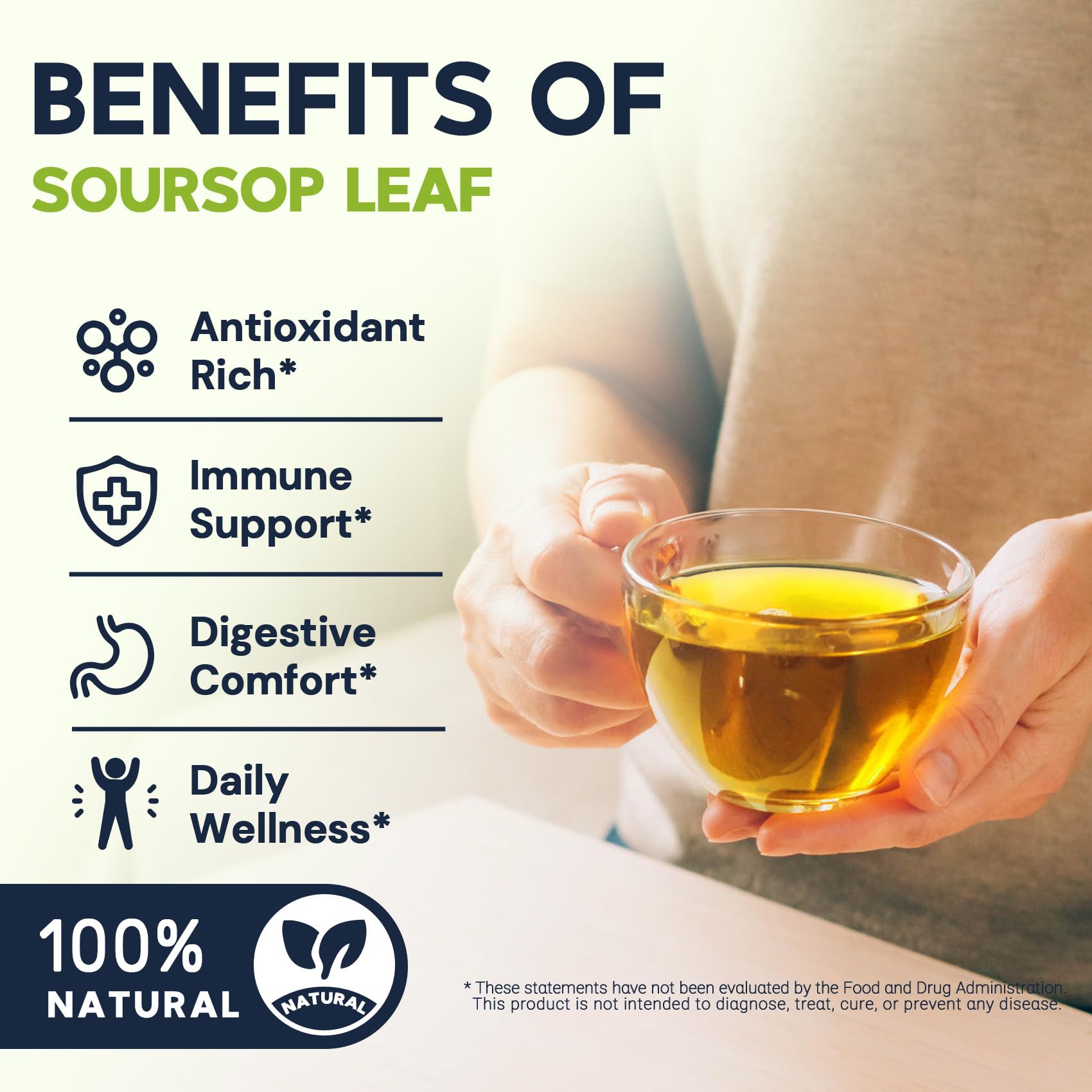 HIIHONE Soursop Tea with lemon wedge suggesting a bright twist.