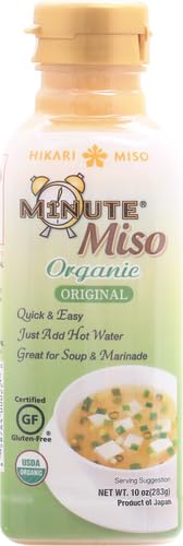 Hikari Minute Miso Soup packaging on shelf communicates convenient, travel-friendly use.