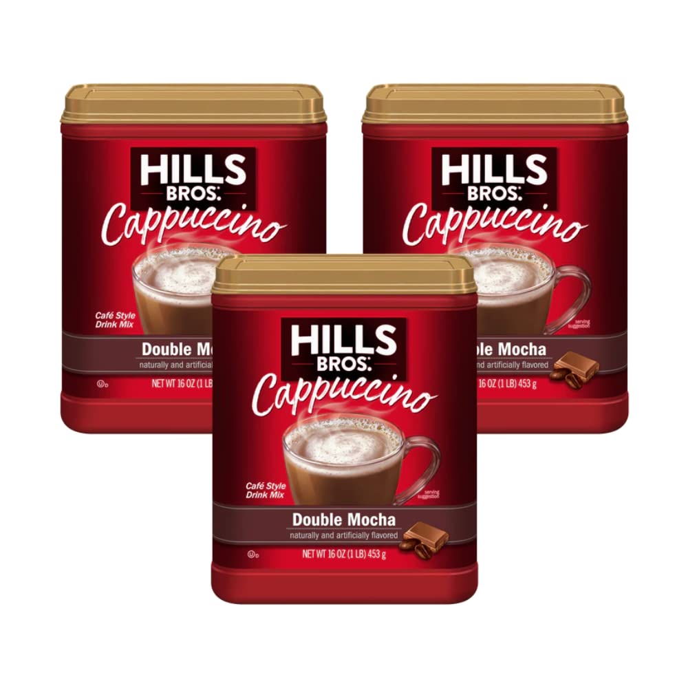 Hills Bros Cappuccino Double Mocha three-pack front view for home mornings.