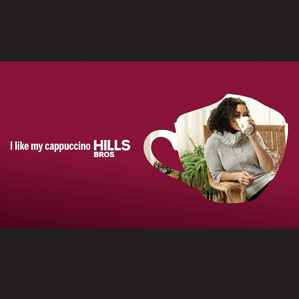 Morning routine scene with Hills Bros Cappuccino Hazelnut cup for a cozy start.