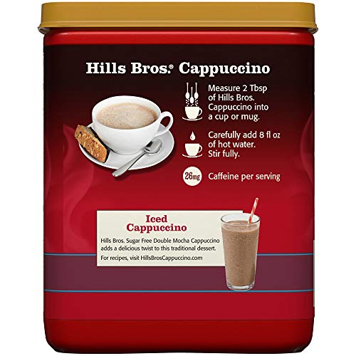 Hills Bros Cappuccino hot cup, ready in minutes.