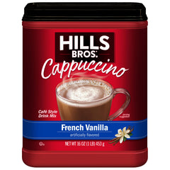 Hills Bros Cappuccino Mix cup with froth for café-style mornings.