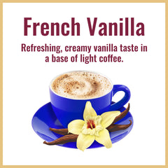 Hills Bros Cappuccino Mix foam-topped cup shows creamy texture.
