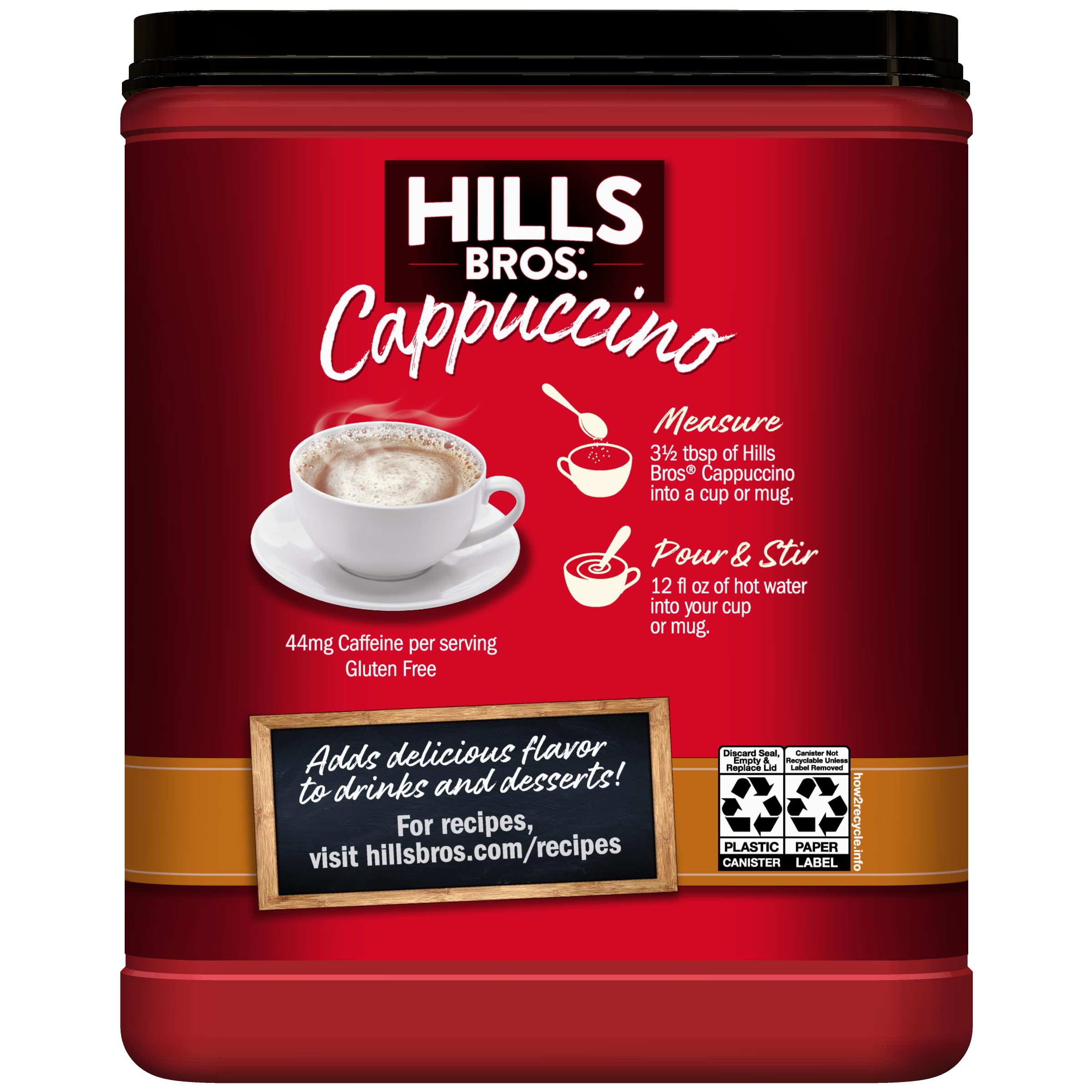 Hills Bros Cappuccino Mix frothy close-up, silky texture that elevates home coffee moments.