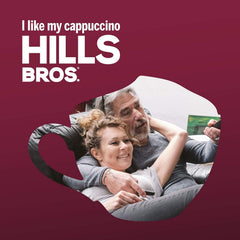 Hills Bros Cappuccino Mix iced coffee in a glass for refreshment.
