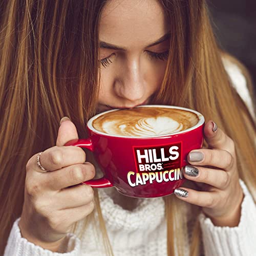 Hills Bros Cappuccino Mix on kitchen counter ready for quick cups