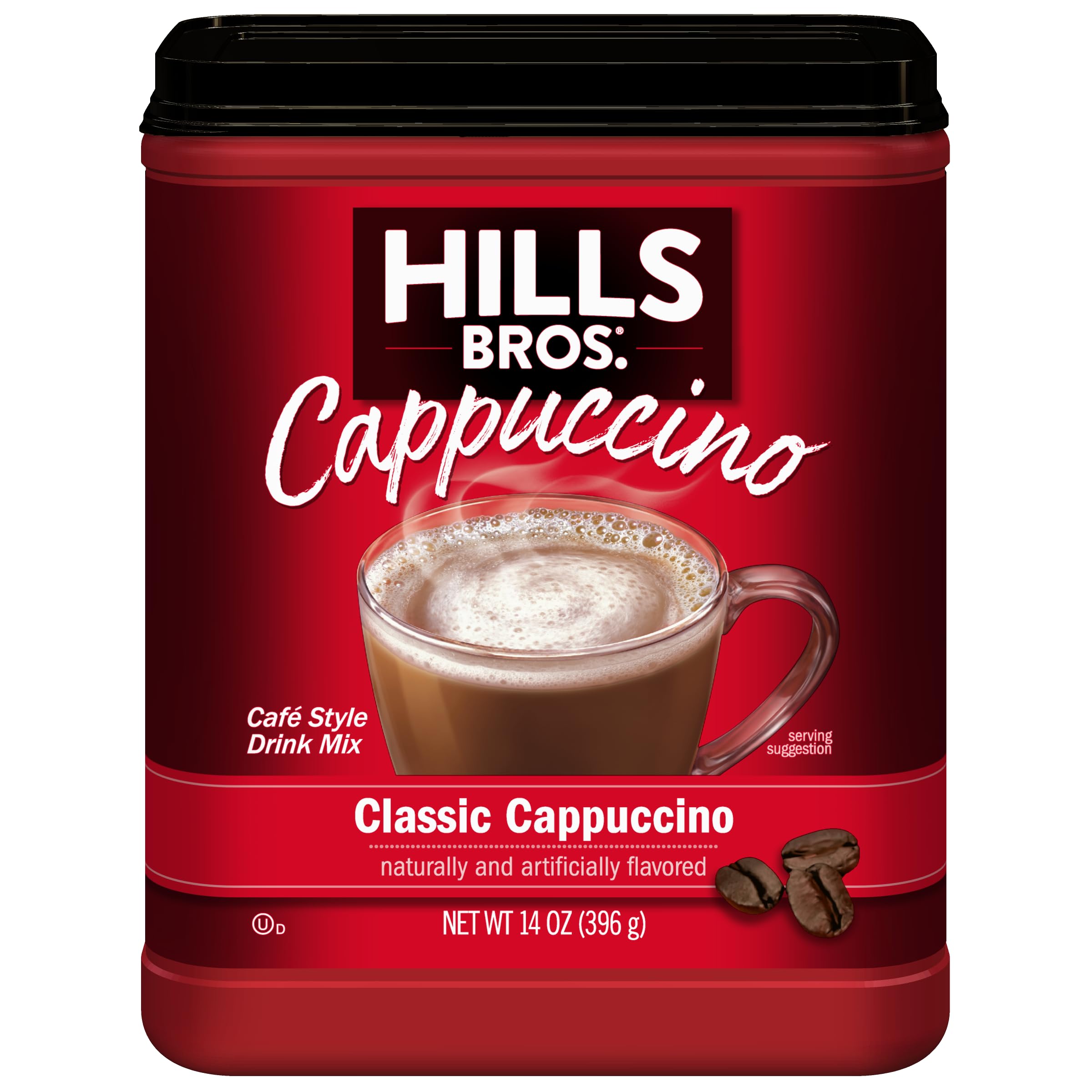 Hills Bros cappuccino mug with frothy top for a café-style experience at home.